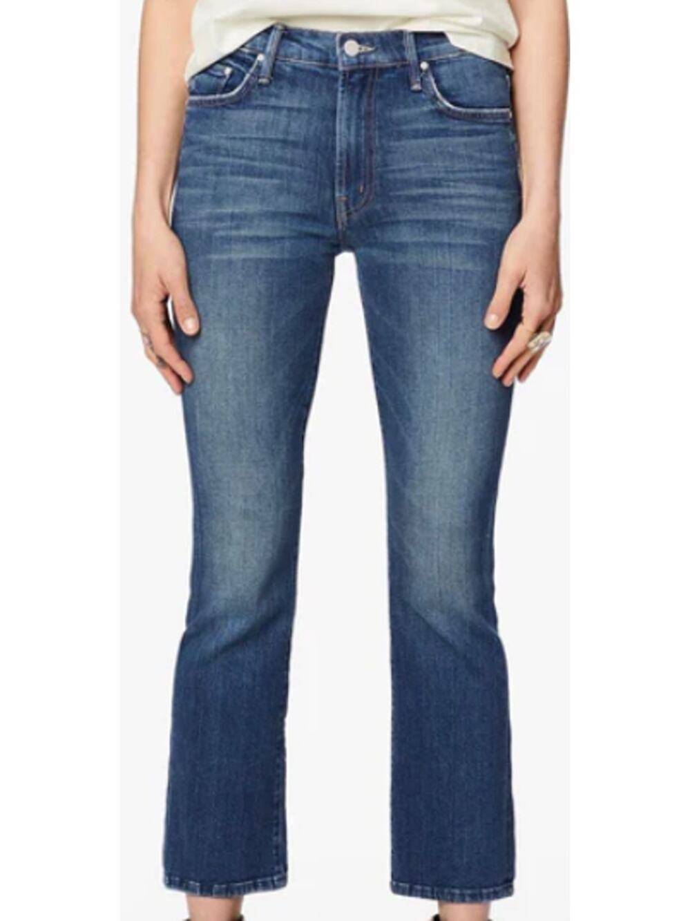 Mother Jeans The Tripper High Waist Straight Ankle Denim Dark Wash Gutterpunk 28